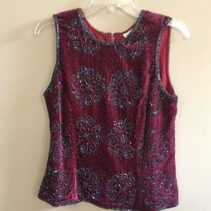 Burgundy Velvet Beaded Vest